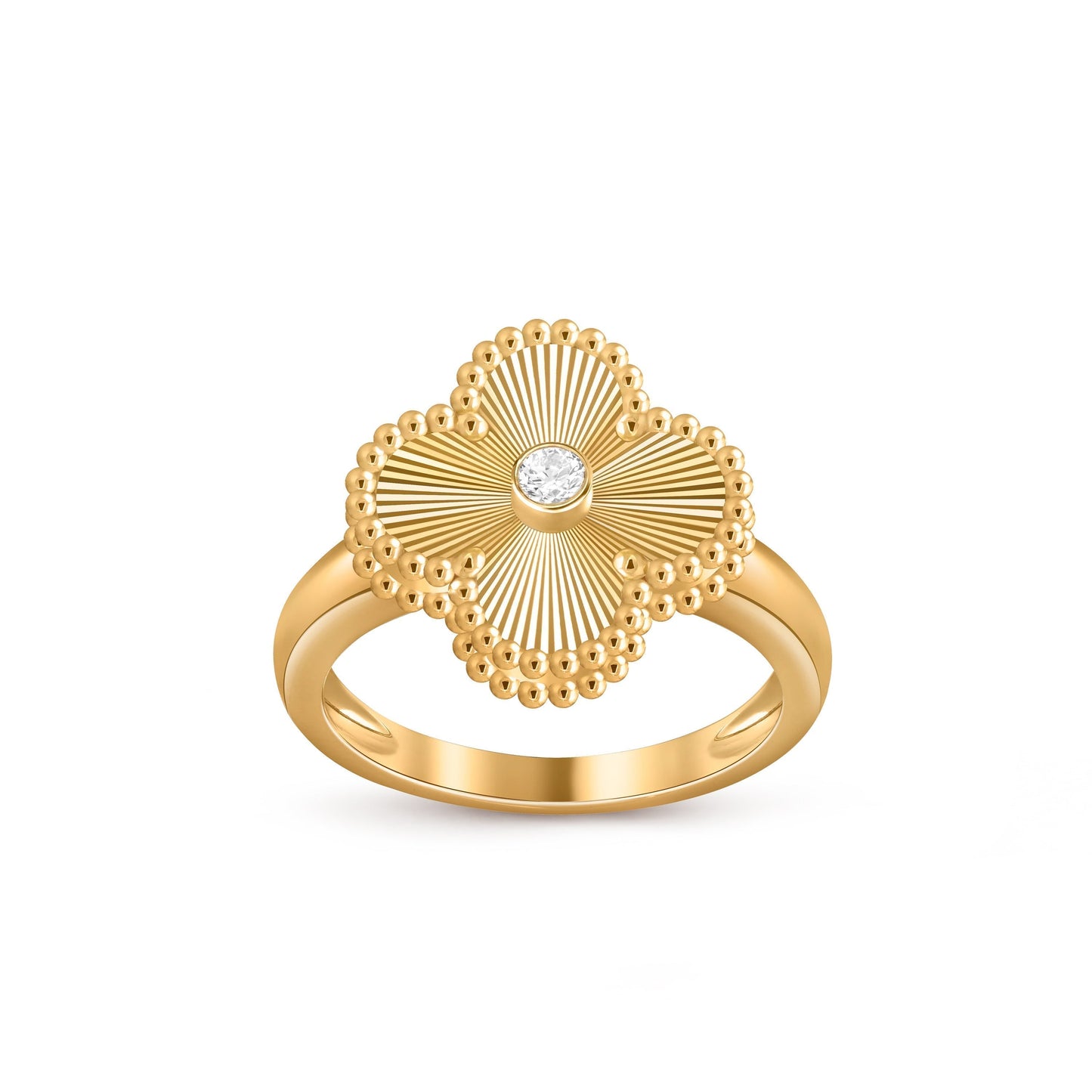 [Avelora]LUCKY CLOVER DIAMOND-ACCENT GOLD RING COLLECTION