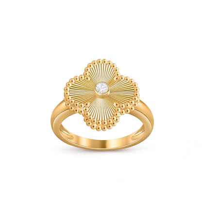 [Avelora]LUCKY CLOVER DIAMOND-ACCENT GOLD RING COLLECTION