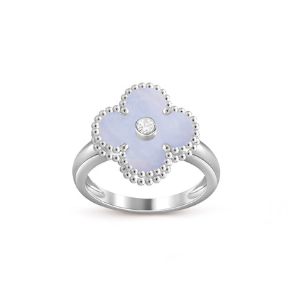 [Avelora]LUCKY CLOVER DIAMOND-ACCENT WHITE GOLD RING COLLECTION