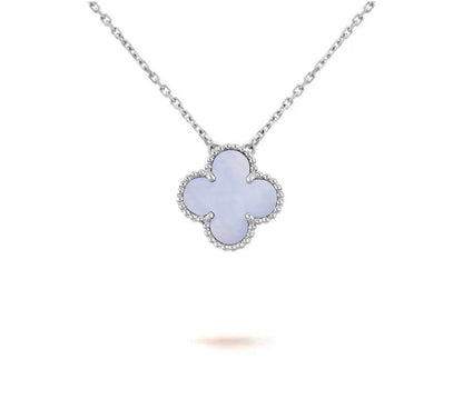 [Avelora]15MM CLOVER FLOWER PENDANT NECKLACE WHITE GOLD COLLECTION