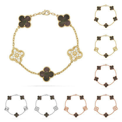 [Avelora]LUCKY CLOVER 5-MOTIF BRACELET - GREY MOTHER-OF-PEARL COLLECTION