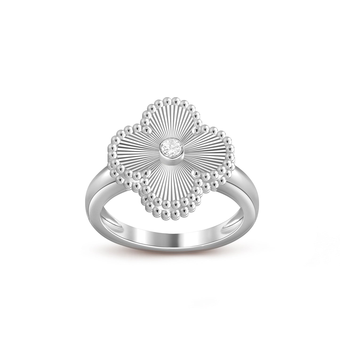 [Avelora]LUCKY CLOVER DIAMOND-ACCENT WHITE GOLD RING COLLECTION