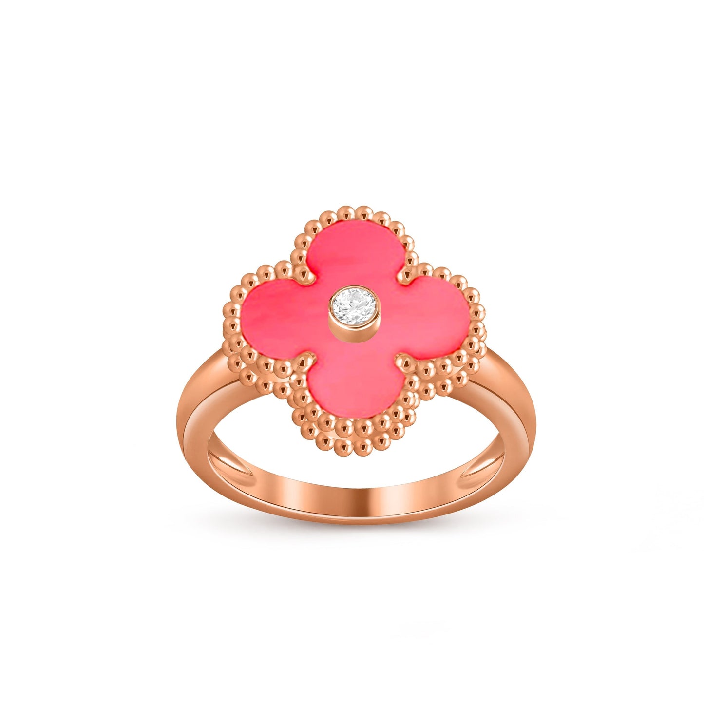 [Avelora]LUCKY CLOVER DIAMOND-ACCENT ROSE GOLD RING COLLECTION