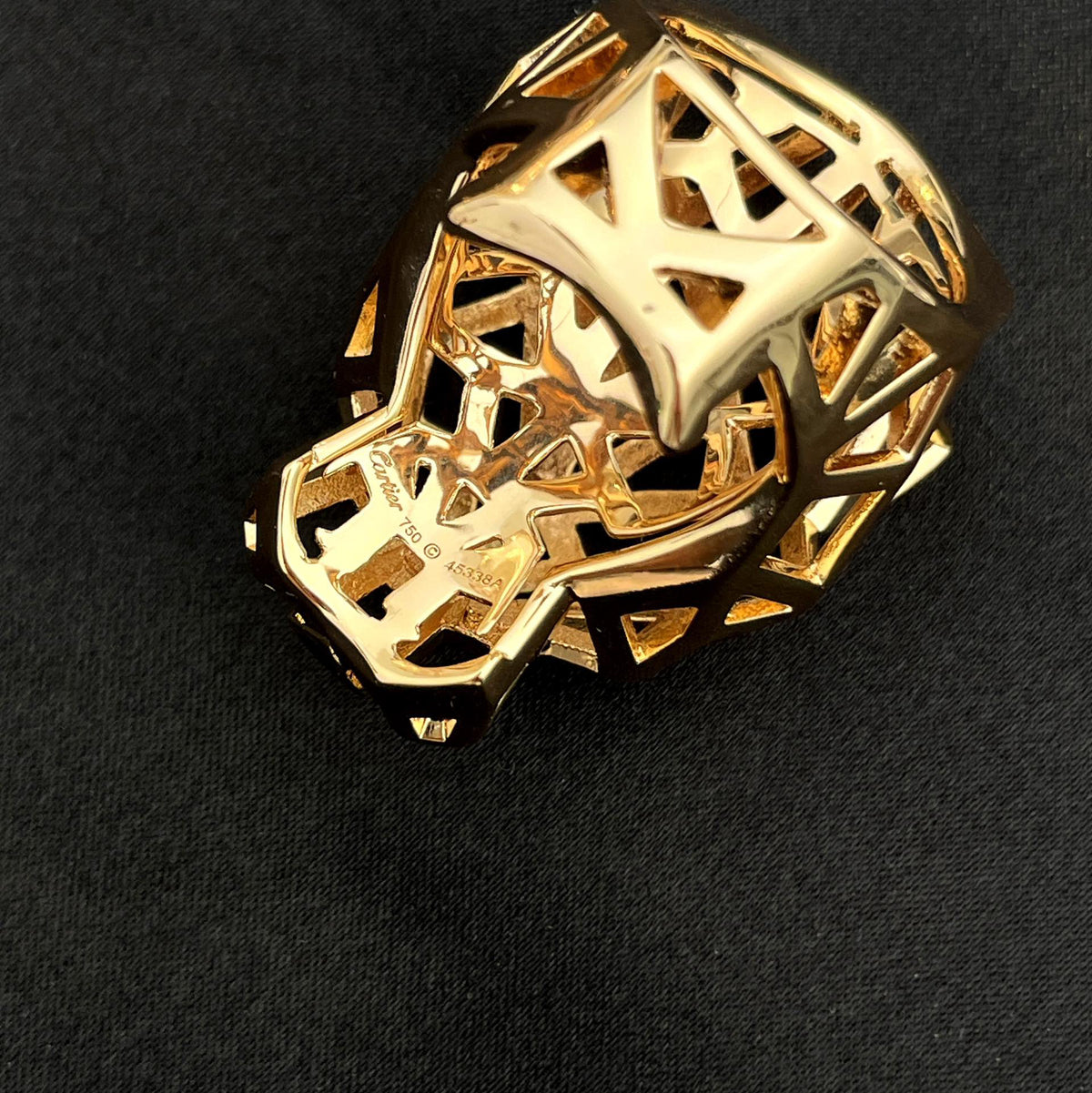 Openwork Panther Head Ring - detail view