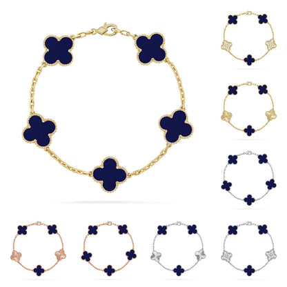 [Avelora]LUCKY CLOVER 5-MOTIF BRACELET - LAPIS LAZULI COLLECTION