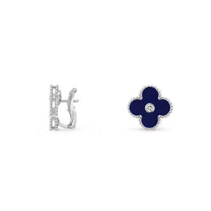 [Avelora]15MM CLOVER FLOWER STUD EARRINGS DIAMOND-WHITE GOLD COLLECTION