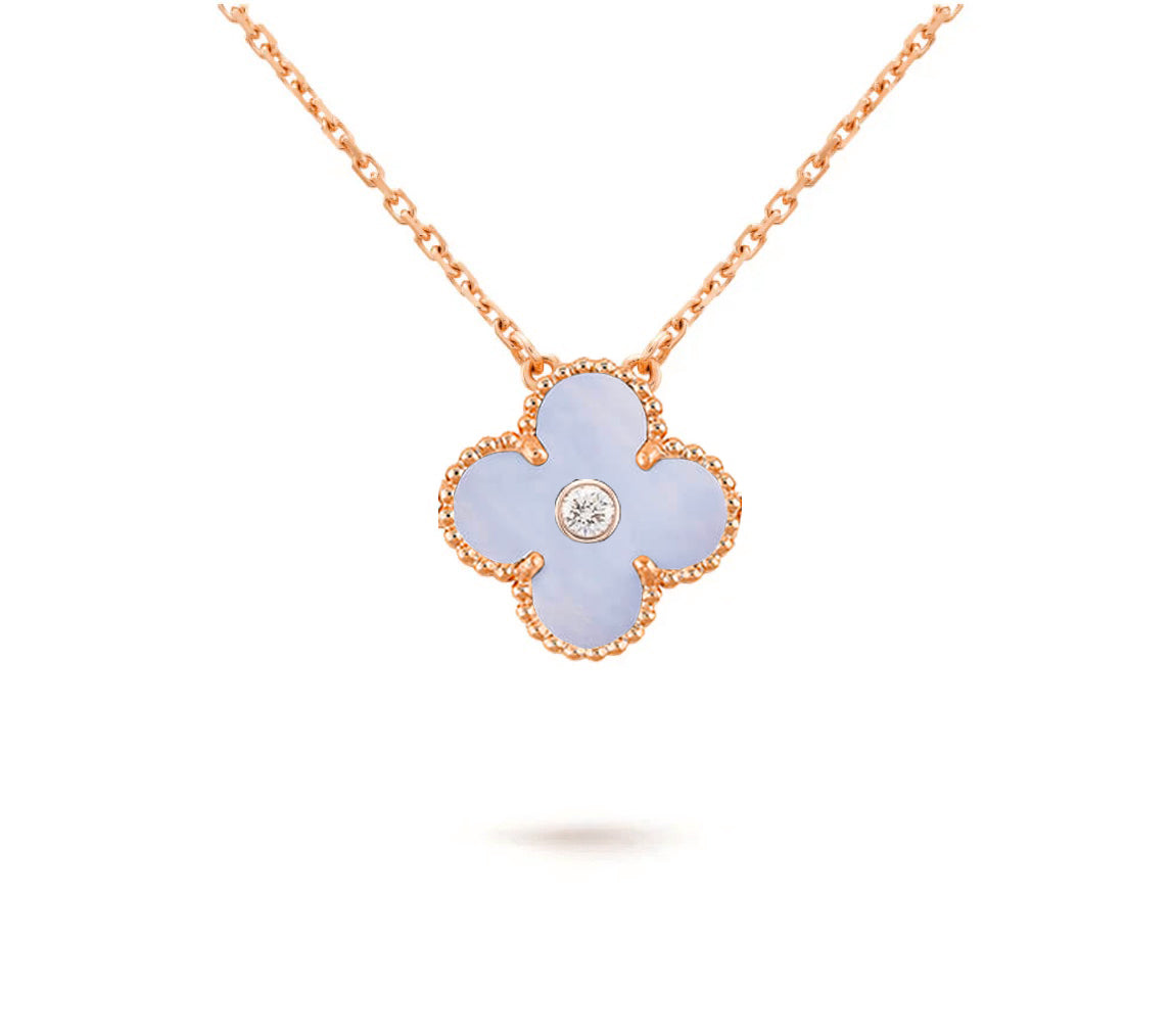 [Avelora]15MM CLOVER FLOWER DIAMOND PENDANT NECKLACE COLLECTION