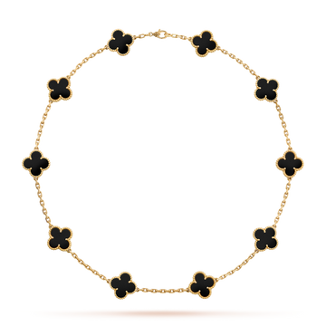 [Avelora Jewelry ]CLOVER 10 MOTIFS ONYX NECKLACE