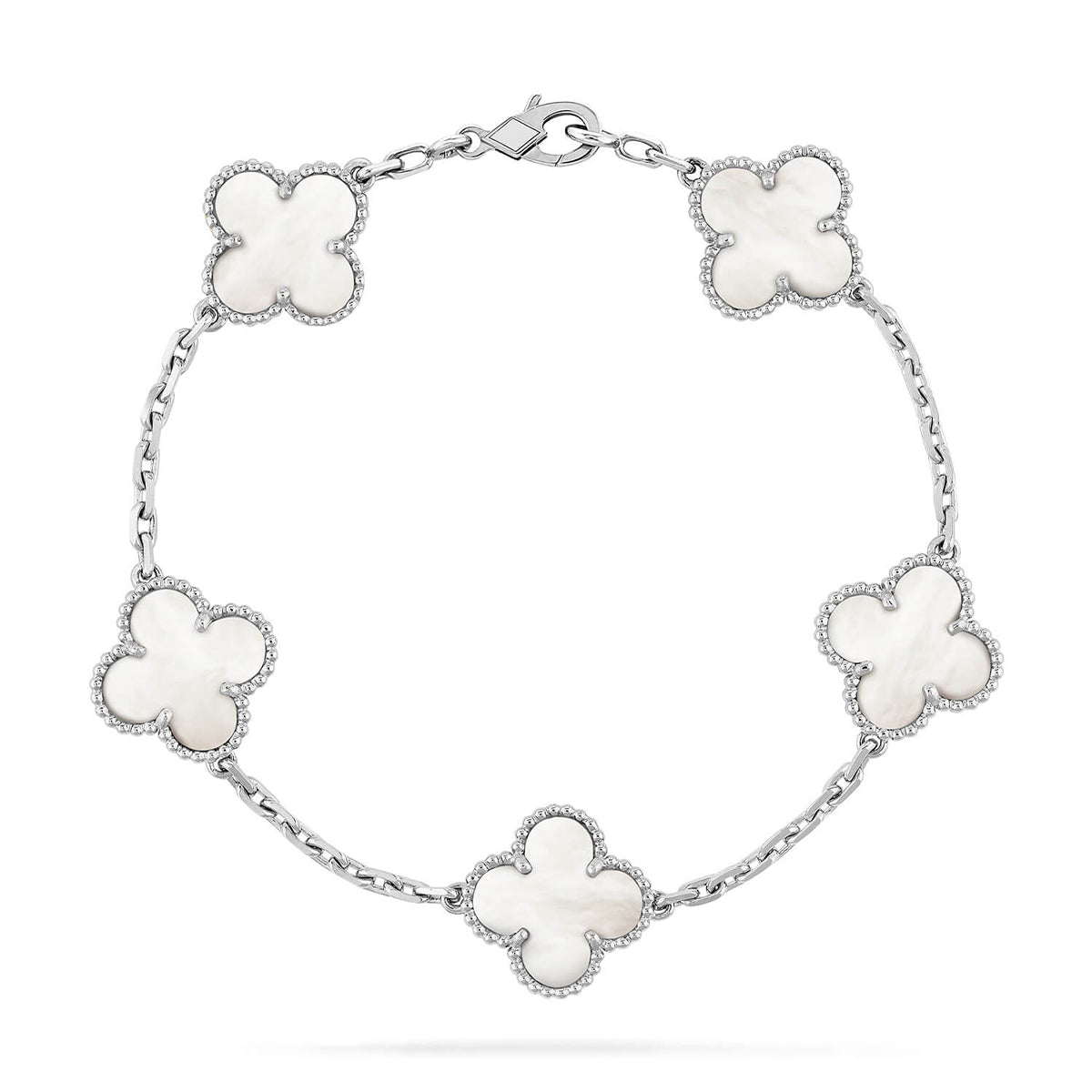 [Avelora]LUCKY CLOVER 5-MOTIF BRACELET - WHITE MOTHER-OF-PEARL COLLECTION
