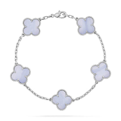 [Avelora]LUCKY CLOVER 5-MOTIF BRACELET - PURPLE CHALCEDONY COLLECTION