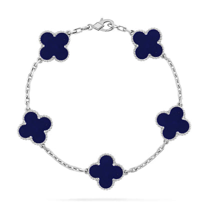 [Avelora]LUCKY CLOVER 5-MOTIF BRACELET - LAPIS LAZULI COLLECTION