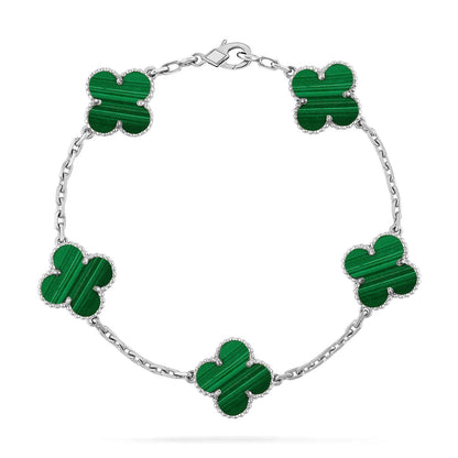 [Avelora]LUCKY CLOVER 5-MOTIF BRACELET - MALACHITE COLLECTION