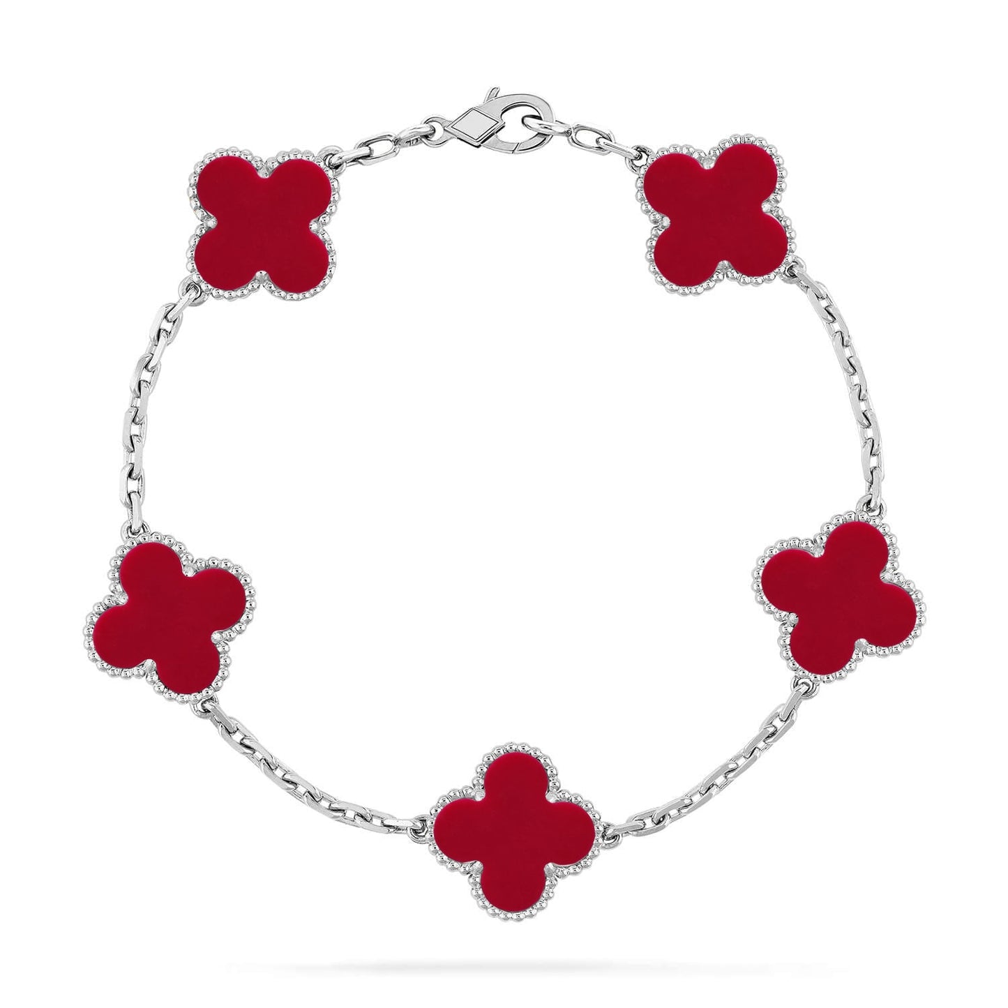 [Avelora]LUCKY CLOVER 5-MOTIF BRACELET - RED CARNELIAN COLLECTION