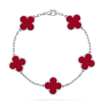 [Avelora]LUCKY CLOVER 5-MOTIF BRACELET - RED CARNELIAN COLLECTION