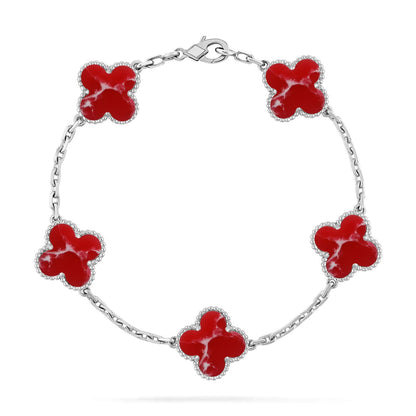 [Avelora]LUCKY CLOVER 5-MOTIF BRACELET - RED LARIMAR COLLECTION