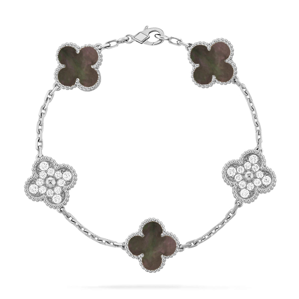 [Avelora]LUCKY CLOVER 5-MOTIF BRACELET - GREY MOTHER-OF-PEARL COLLECTION