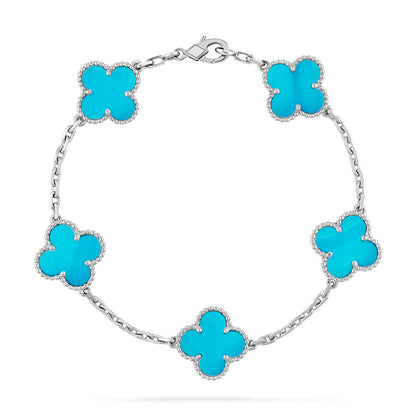 [Avelora]LUCKY CLOVER 5-MOTIF BRACELET - TURQUOISE COLLECTION
