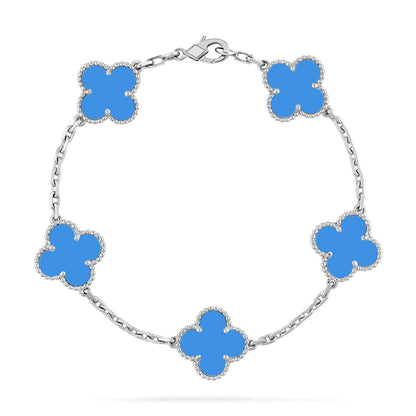 [Avelora]LUCKY CLOVER 5-MOTIF BRACELET - BLUE AGATE COLLECTION