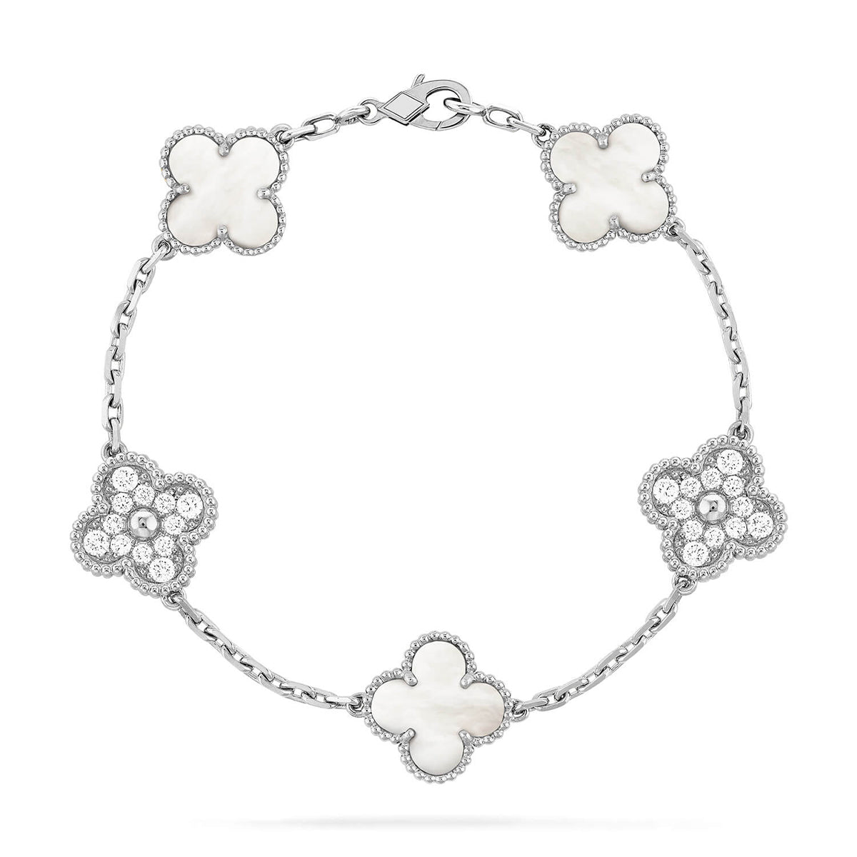 [Avelora Jewelry ]CLOVER WHITE PEARL MOP 5 MOTIF BRACELET COLLECTION