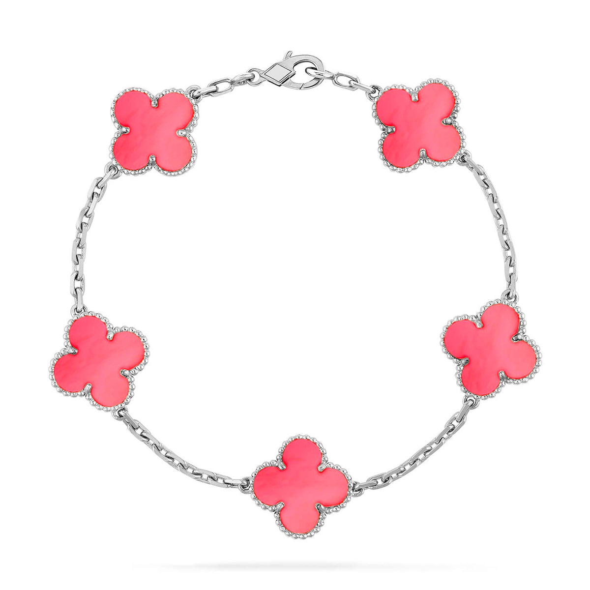 [Avelora]LUCKY CLOVER 5-MOTIF BRACELET - PINK MOTHER-OF-PEARL COLLECTION