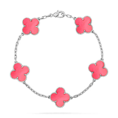 [Avelora]LUCKY CLOVER 5-MOTIF BRACELET - PINK MOTHER-OF-PEARL COLLECTION