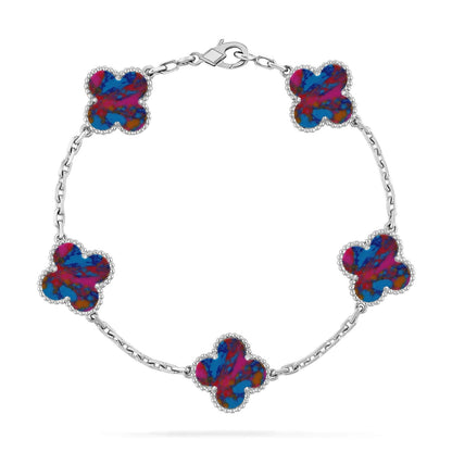 [Avelora]LUCKY CLOVER 5-MOTIF BRACELET - MULTI-GEM COLLECTION