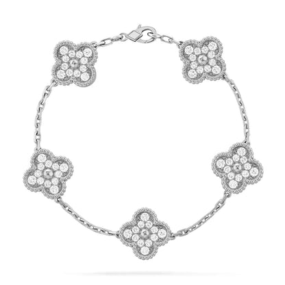 [Avelora]LUCKY CLOVER 5-MOTIF BRACELET - FULL-DIAMOND
