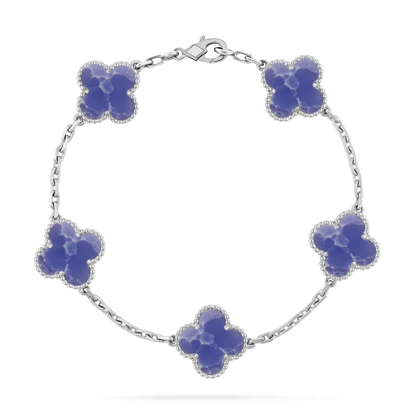 [Avelora]LUCKY CLOVER 5-MOTIF BRACELET - BLUE LARIMAR COLLECTION