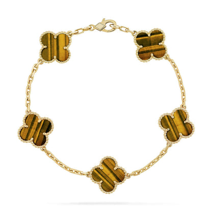 [Avelora]LUCKY CLOVER 5-MOTIF BRACELET -  TIGER’S EYE COLLECTION