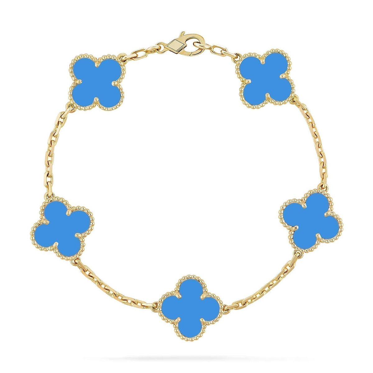[Avelora]LUCKY CLOVER 5-MOTIF BRACELET - BLUE AGATE COLLECTION
