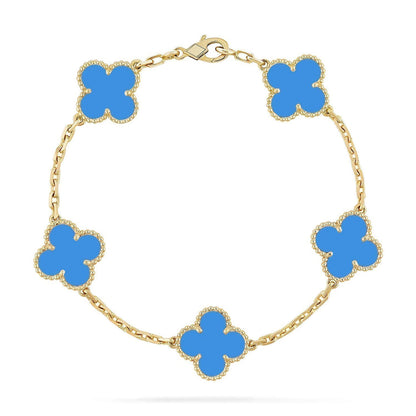 [Avelora]LUCKY CLOVER 5-MOTIF BRACELET - BLUE AGATE COLLECTION
