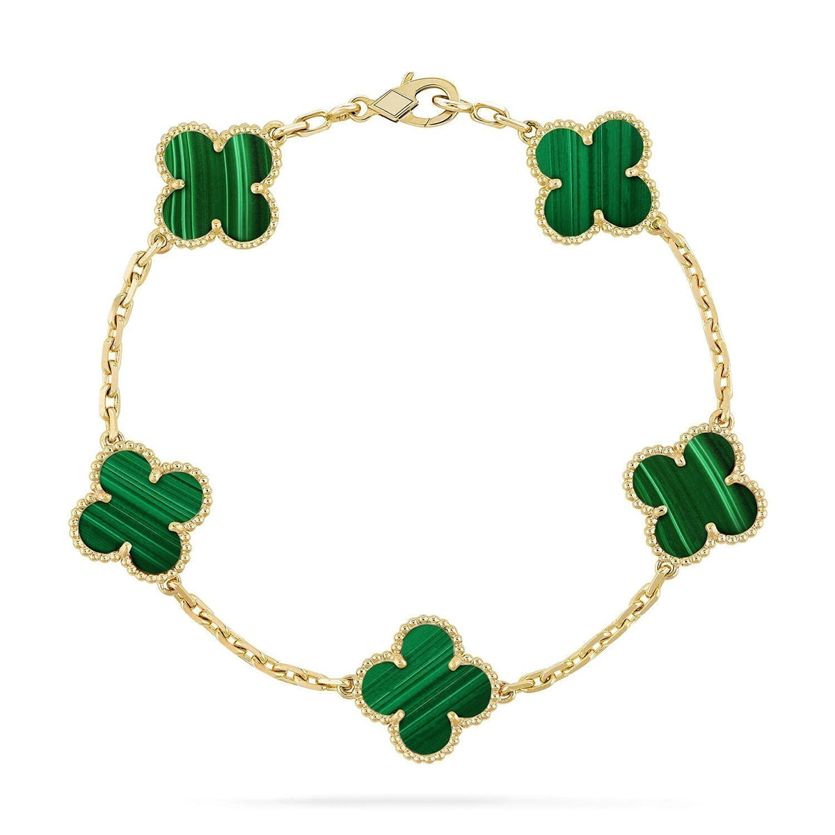 [Avelora]LUCKY CLOVER 5-MOTIF BRACELET - MALACHITE COLLECTION
