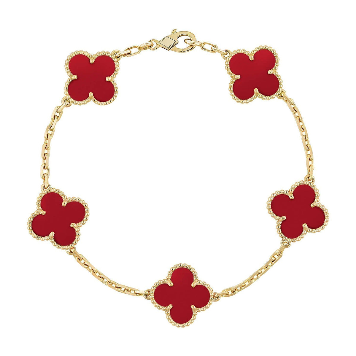 [Avelora Jewelry ] CLOVER 5 MOTIF RED CORNELIAN BRACELET COLLECTION