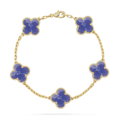 [Avelora]LUCKY CLOVER 5-MOTIF BRACELET - BLUE LARIMAR COLLECTION