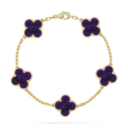 [Avelora]LUCKY CLOVER 5-MOTIF BRACELET - CHAROITE COLLECTION