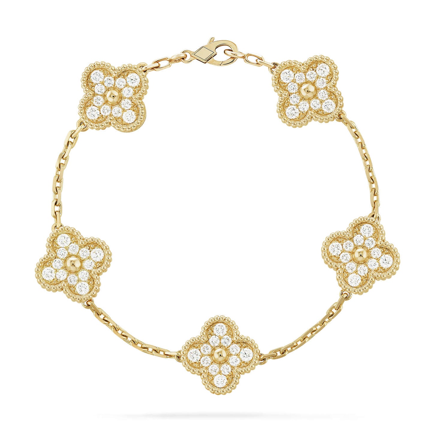 [Avelora]LUCKY CLOVER 5-MOTIF BRACELET - FULL-DIAMOND