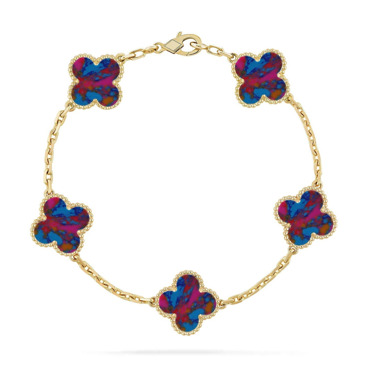 [Avelora Jewelry ]CLOVER 5 MOTIF COLOR GEMSTONES BRACELET COLLECTION