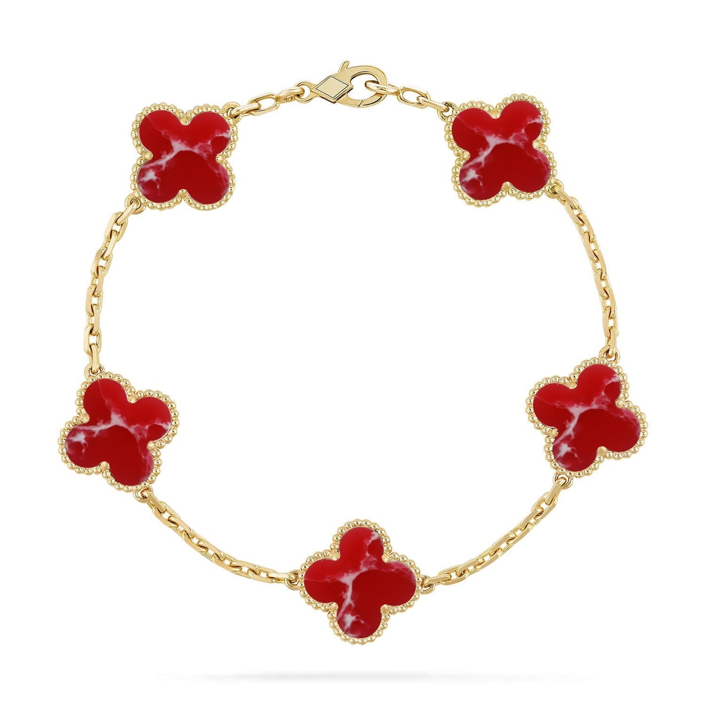 [Avelora]LUCKY CLOVER 5-MOTIF BRACELET - RED LARIMAR COLLECTION