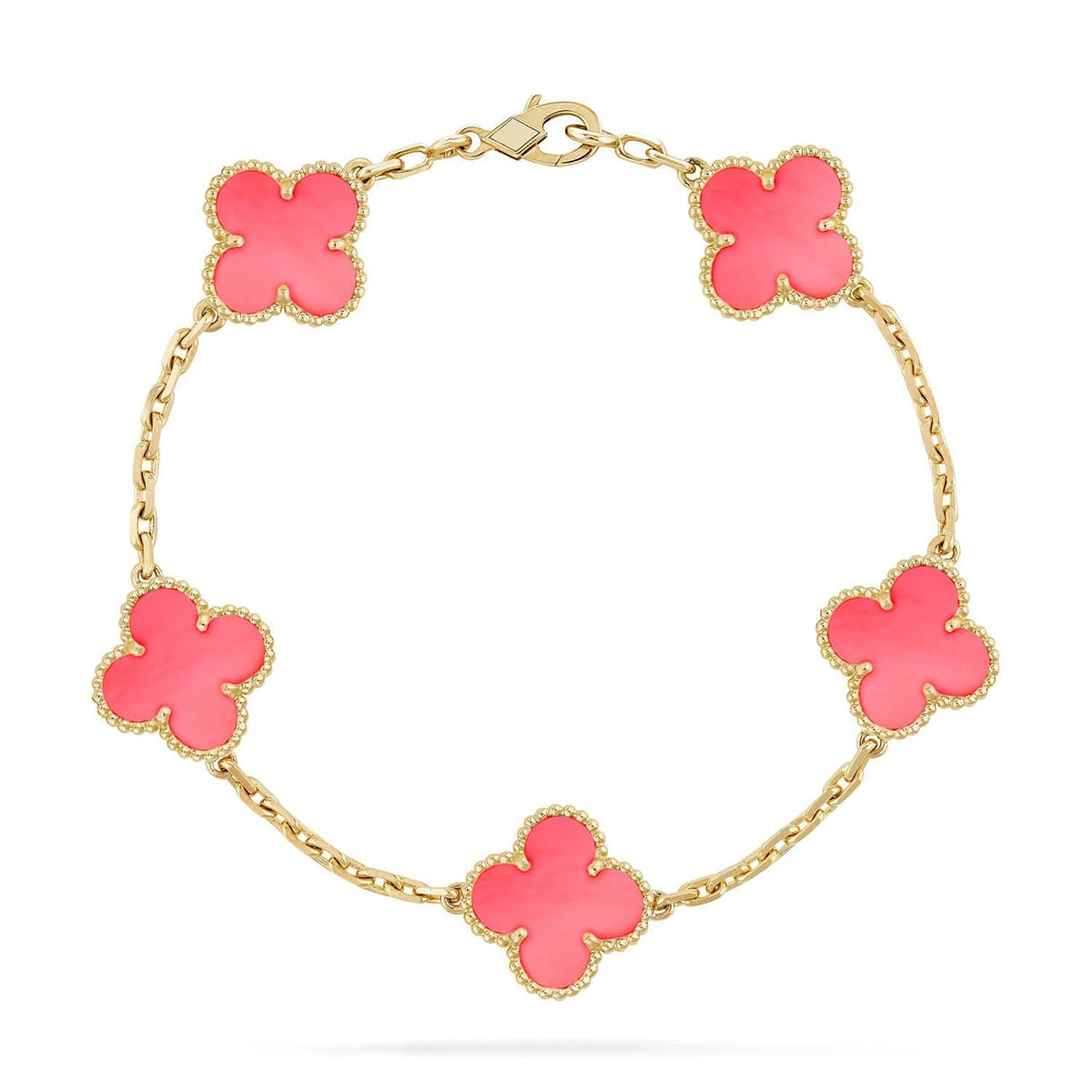 [Avelora]LUCKY CLOVER 5-MOTIF BRACELET - PINK MOTHER-OF-PEARL COLLECTION