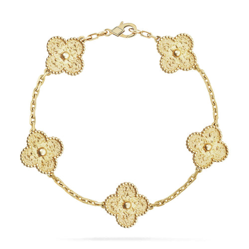 [Avelora]LUCKY CLOVER 5-MOTIF BRACELET - BRONZING