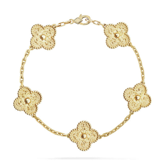 [Avelora]LUCKY CLOVER 5-MOTIF BRACELET - BRONZING