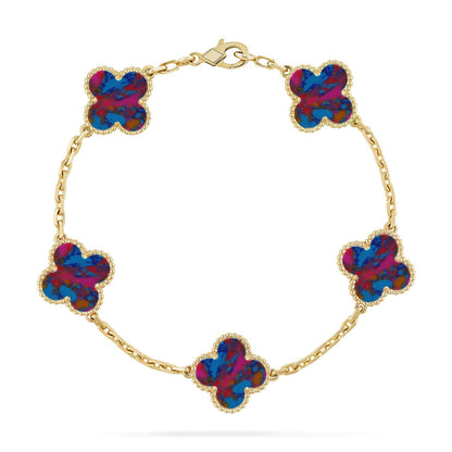 [Avelora]LUCKY CLOVER 5-MOTIF BRACELET - MULTI-GEM COLLECTION