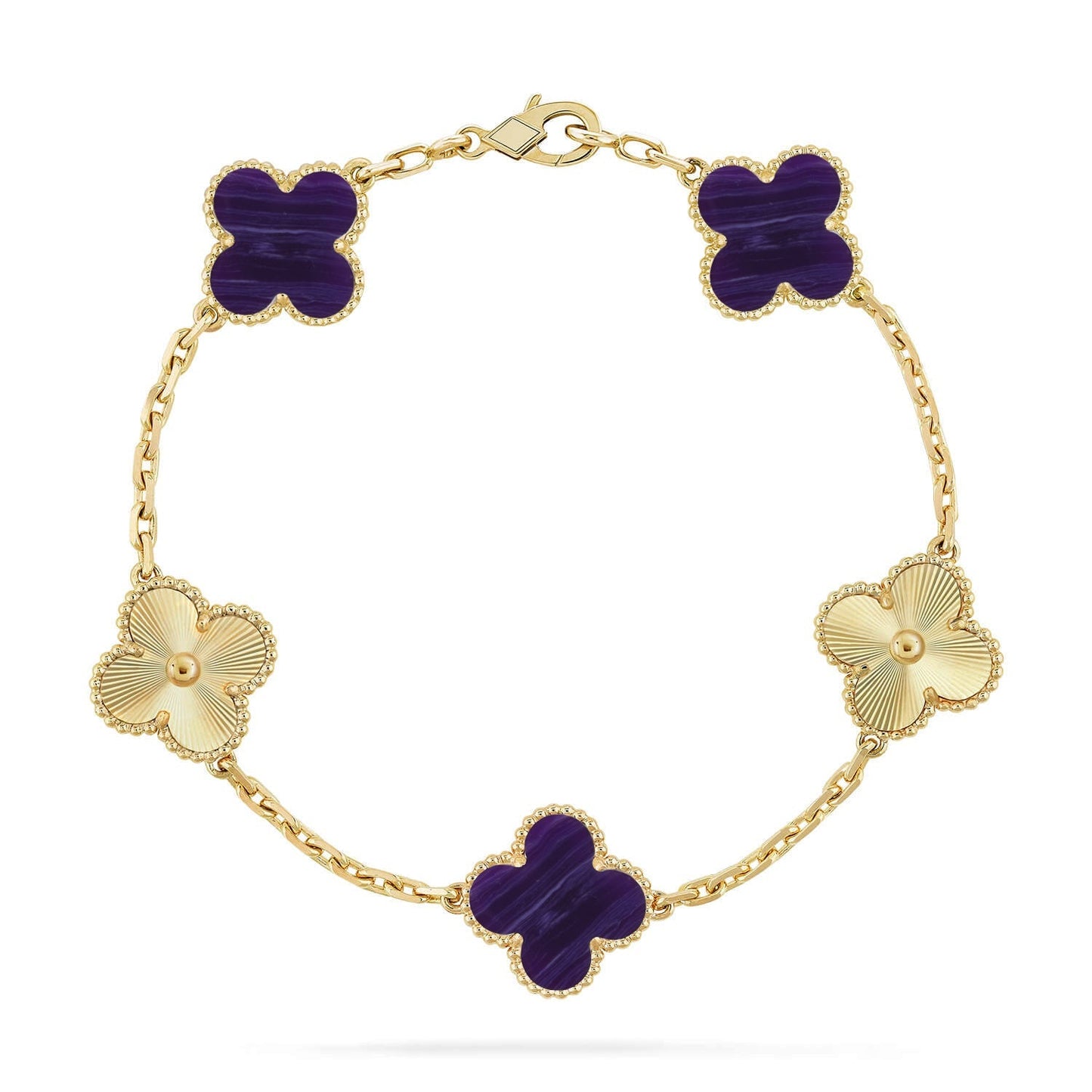 [Avelora]LUCKY CLOVER 5-MOTIF BRACELET - CHAROITE COLLECTION