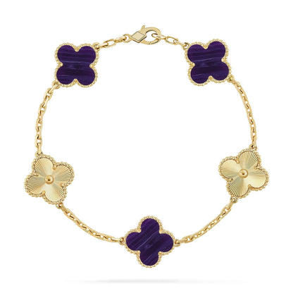 [Avelora]LUCKY CLOVER 5-MOTIF BRACELET - CHAROITE COLLECTION