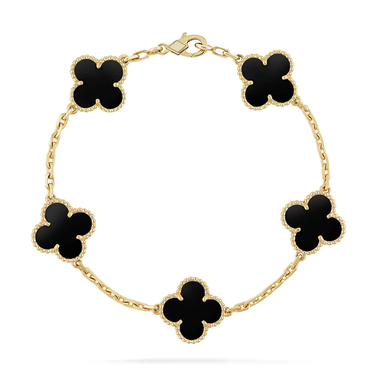 [Avelora]LUCKY CLOVER 5-MOTIF BRACELET - BLACK OXNY COLLECTION