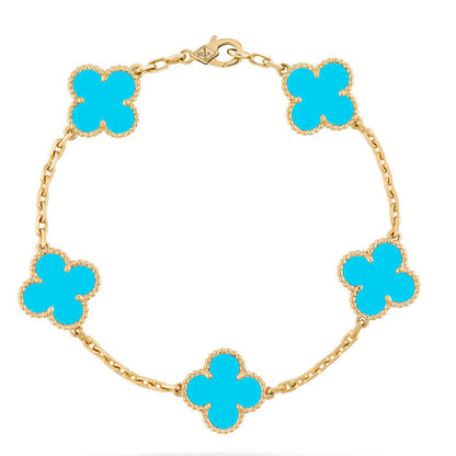[Avelora]LUCKY CLOVER 5-MOTIF BRACELET - TURQUOISE COLLECTION