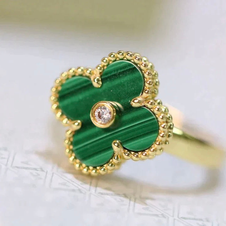 [Avelora Jewelry ]CLOVER MALACHITE RING GOLD DIAMOND