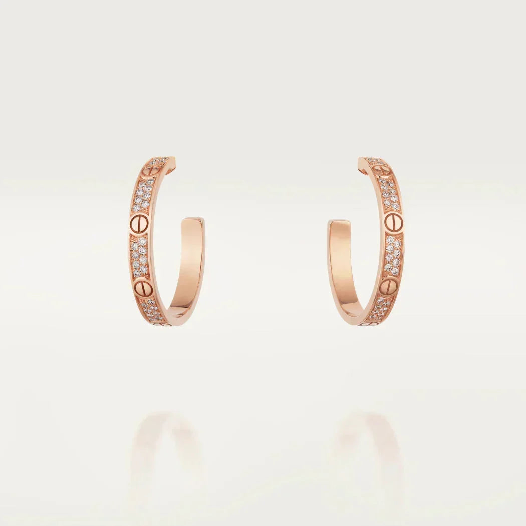 [Avelora Jewelry ]LOVE DIAMOND PINK GOLD HOOP EARRINGS