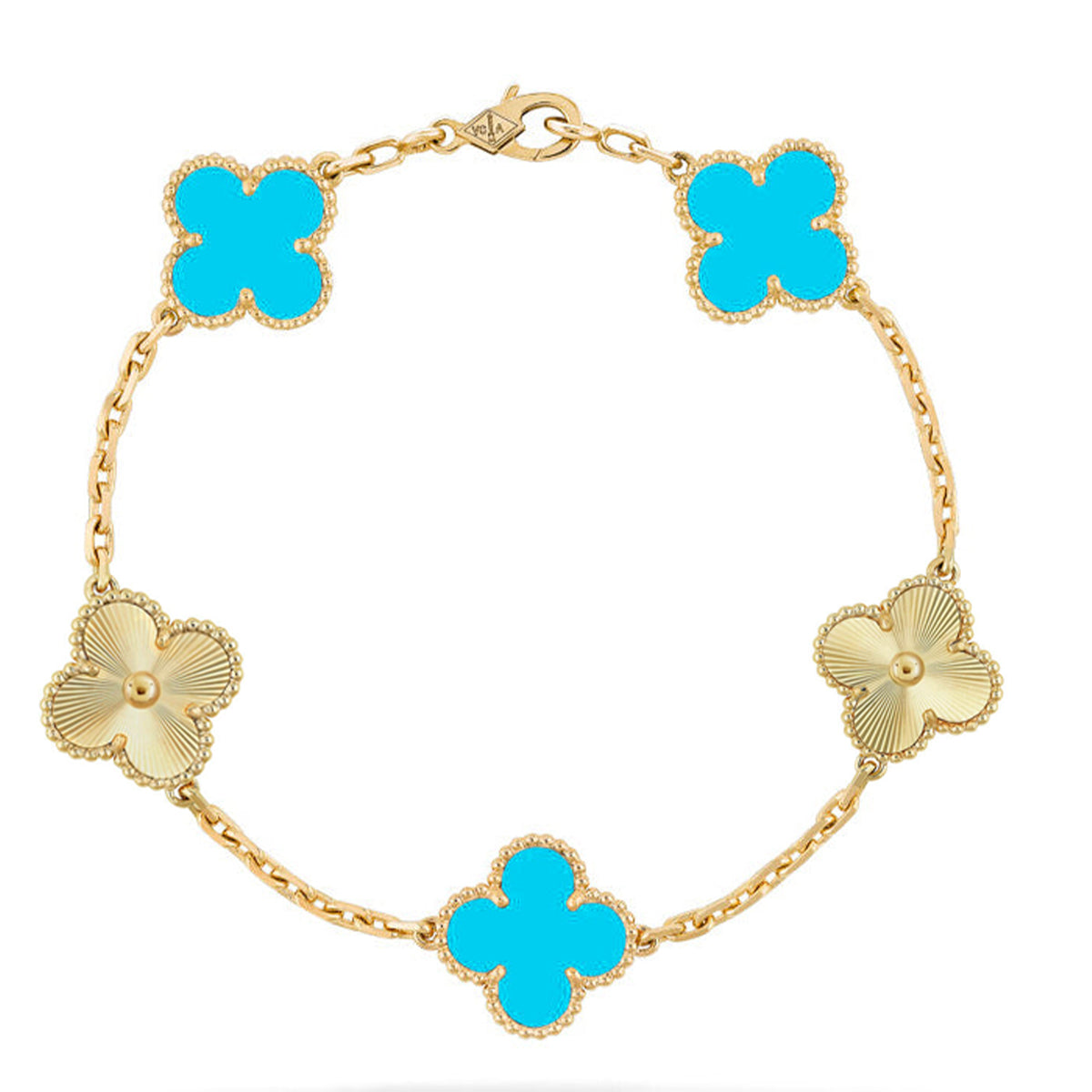 [Avelora]LUCKY CLOVER 5-MOTIF BRACELET - TURQUOISE COLLECTION