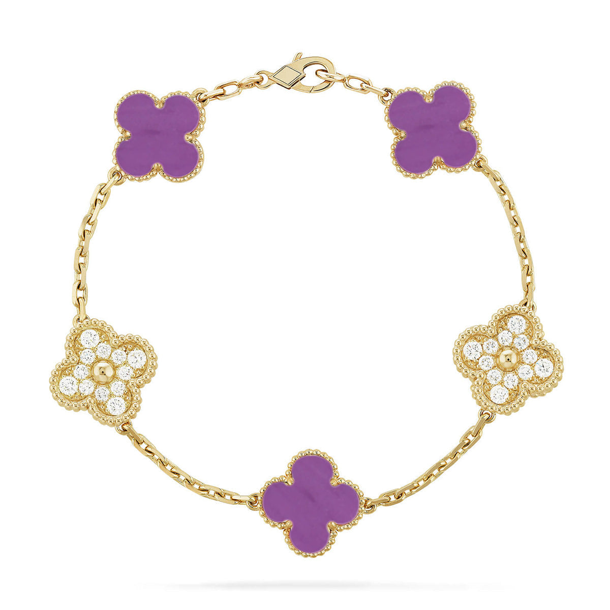 [Avelora]LUCKY CLOVER 5-MOTIF BRACELET - VIOLET COLLECTION